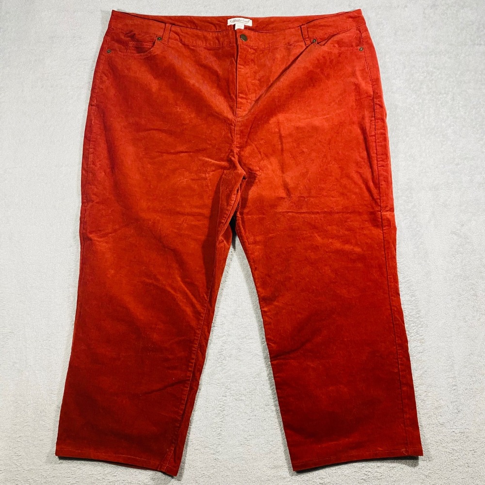 Coldwater Creek Corduroy Pants Womens 24W‎ Orange Stretch Straight Leg 603173